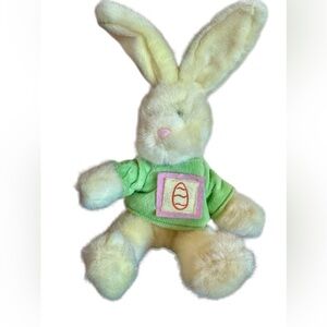 1998 VTG G.A.C. Bendable Ears Pastel Yellow BUNNY RABBIT Plush Easter Egg Patch